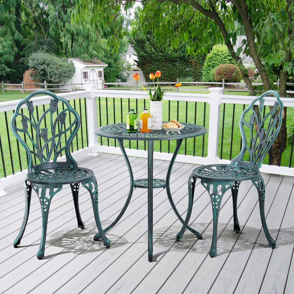 Patio Bistro Sets 3 Piece Cast Aluminum Bistro Table
