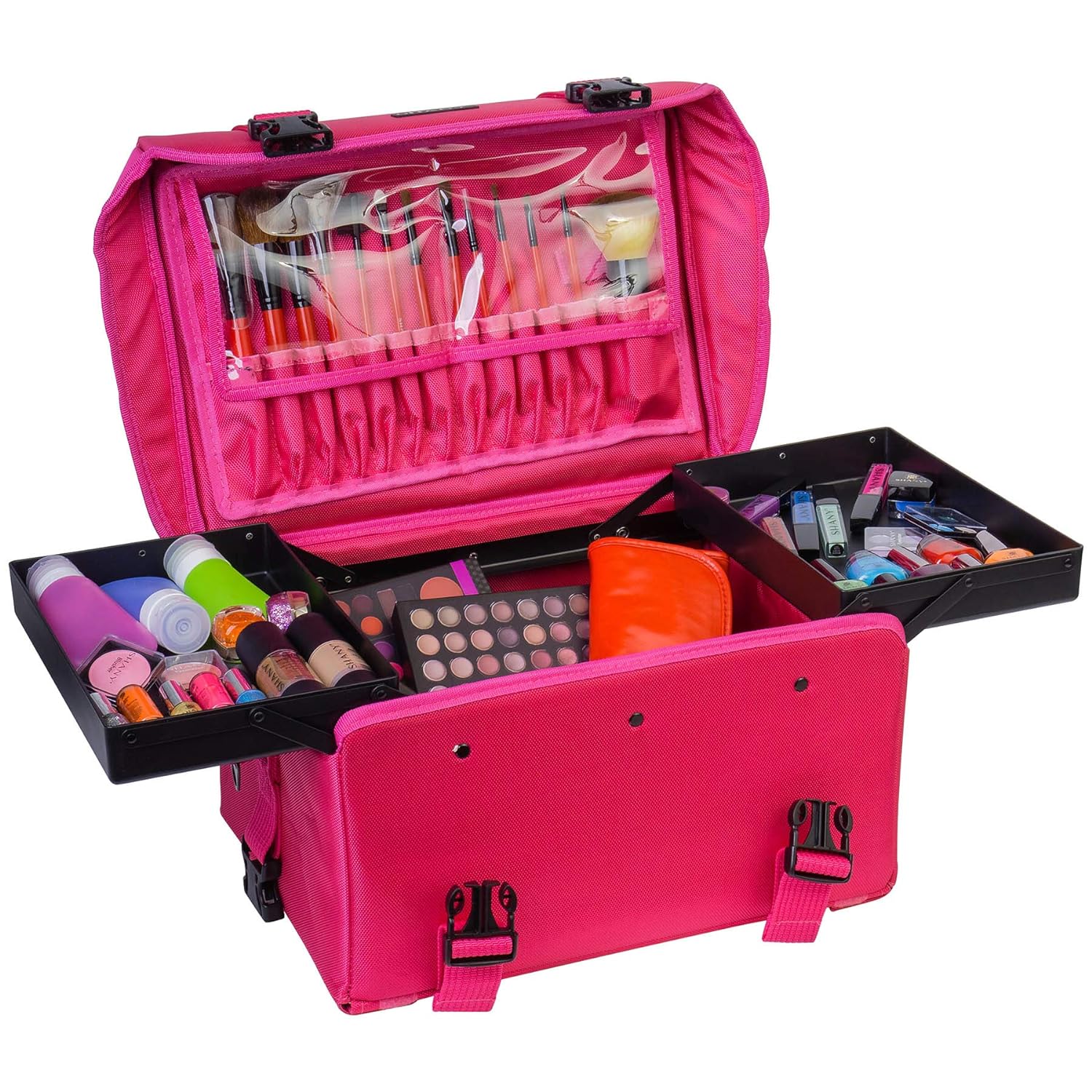 Jet Black Vinyl Cosmetic Case Travel Bag
