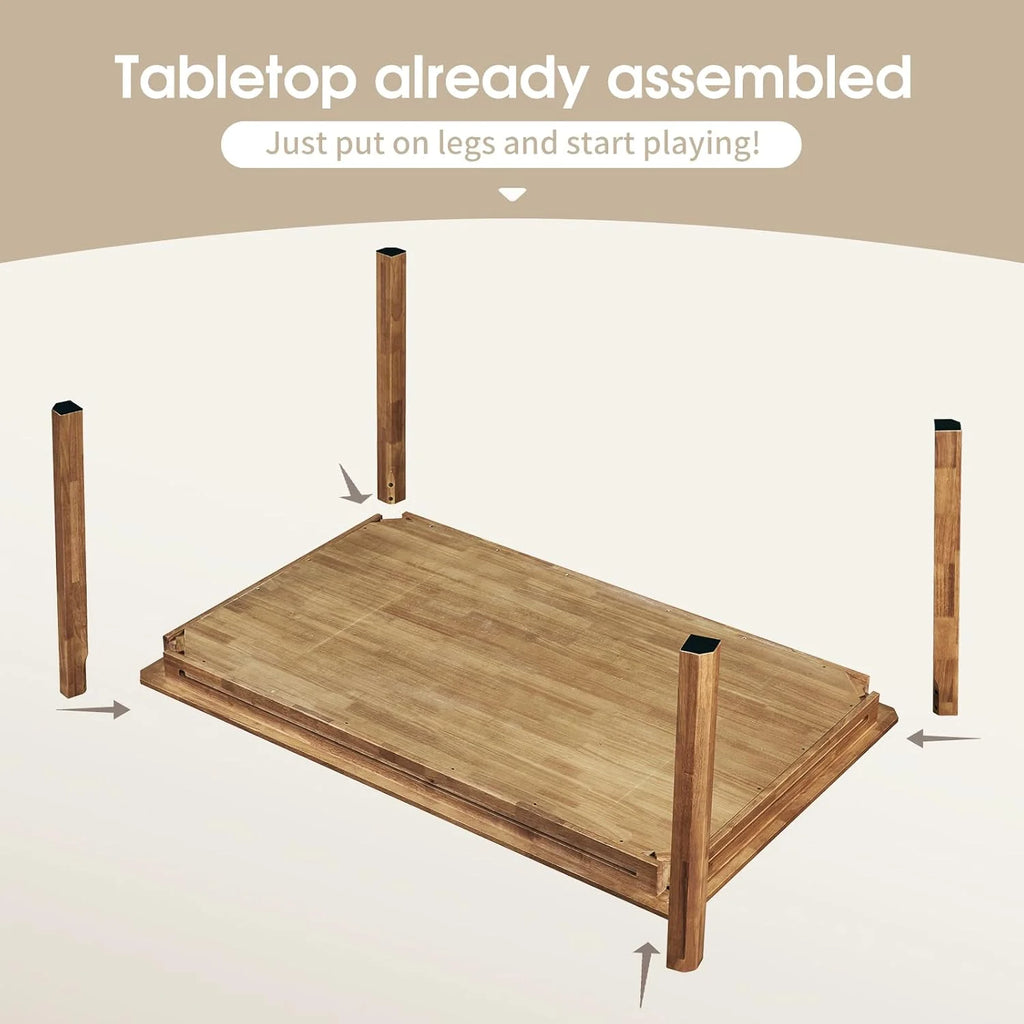 Board Game Table with Removable Top, Seats 4–6, 57x33 Play Area