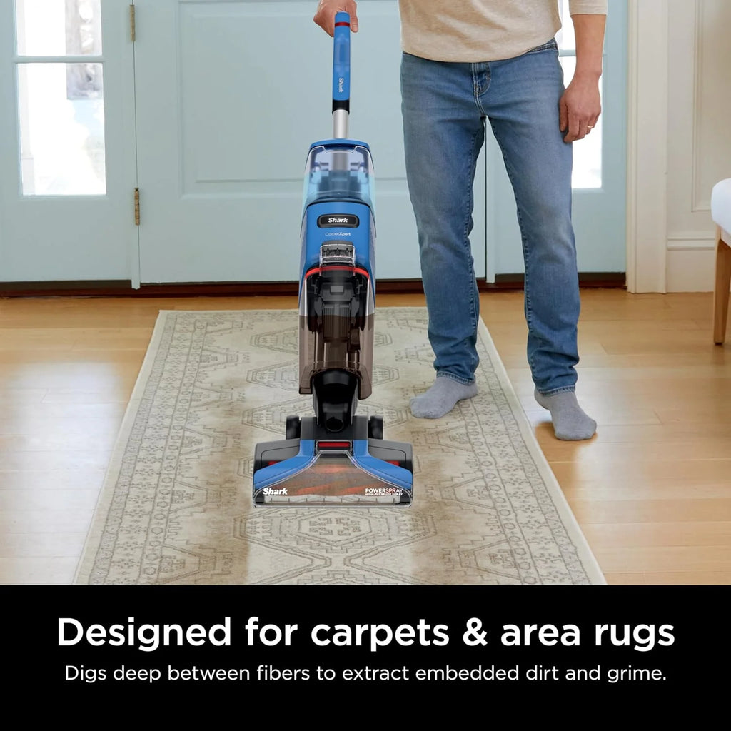 Shark CarpetXpert EX201 Carpet Cleaner, Cyan – Deep Cleaning with StainStriker, Perfect for Pets, Includes Spot & Stain Remover Tools