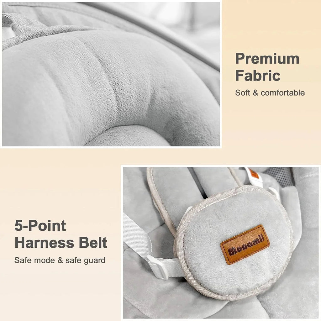 Baby Swings for Infants, Monamii Baby Swing, Bluetooth Infant Swing with Music Speaker, 5 Speeds and Remote Control, Indoor & Outdoor Use