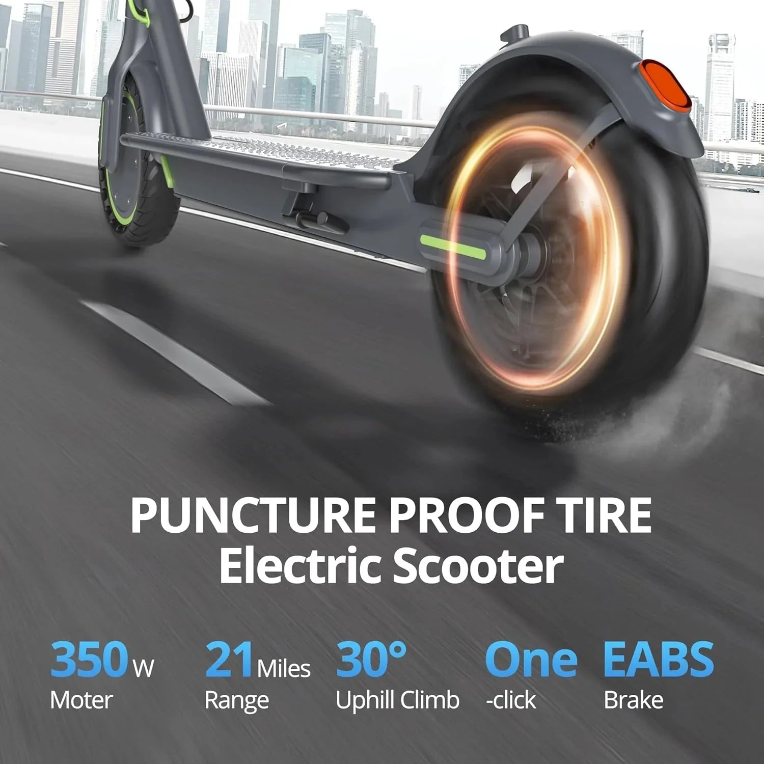 Electric Scooter - 8.5 Solid Tires, 350W Motor, Up to 19 MPH and 21-23 Miles Long-Range Portable Foldable Commuting Scooter for Adults with Double Braking System and App