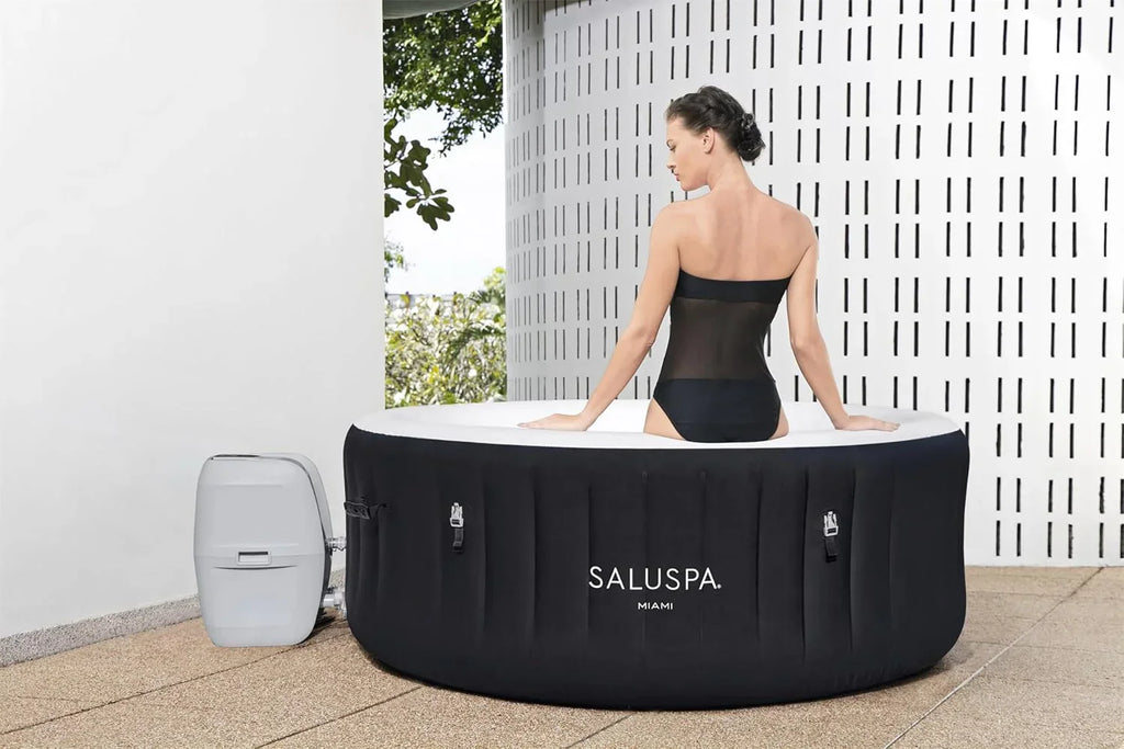 Inflatable Hot Tub Spa (71 x 26) | Portable Hot Tub with 2 Covers (1 Energy-Efficient Thermal Cover and 1 Standard Cover) | Fits Up to 2-4 Persons | Black