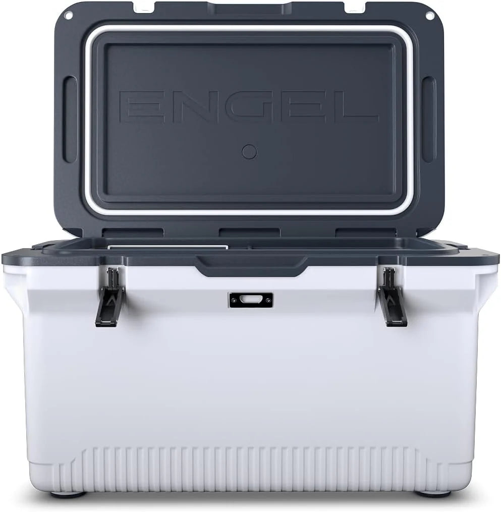 60 QT Ultra-Light Injection Molded Cooler - Ice Chest Keeps Ice up to 7 Days - Large Cooler Includes Wire Basket, Divider and Built-in Bottle Opener