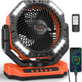 40,000mAh Battery Operated Fan, 13 Remote Camping Fan with LED Auto-Oscillating Rechargeable Fan Powerful Portable Desk Fan for Home, Camping, RV, Courtyard, Picnic, Emergency Power