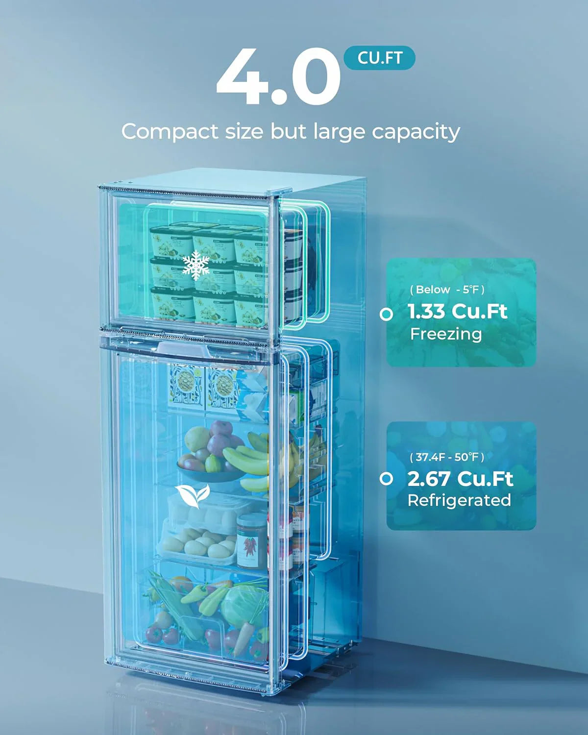 3.2 Cu.Ft Mini Fridge with Freezer ?? 2-Door Compact Refrigerator for Bedroom, Dorm, Office or Apartment, Silver3.2 Cu.Ft Mini Fridge with Freezer ?? 2-Door Compact Refrigerator for Bedroom, Dorm, Office or Apartment, Silver