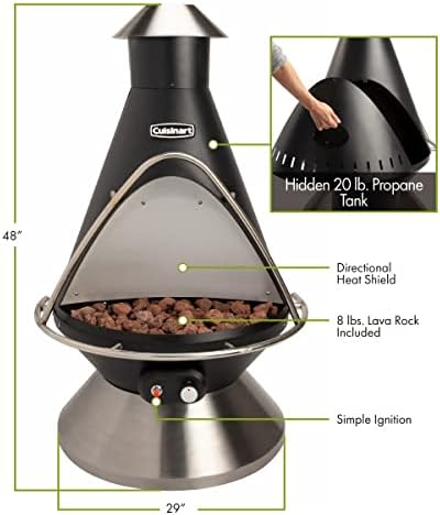COH-600 Propane Fire Pit, Patio Heater with Tip-Over Safety Switch, 8 lbs. Lava Rocks Included, 31 x 31 x 48