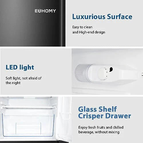 Euhomy Mini Fridge with Freezer, 3.2 Cu.Ft Mini Refrigerator with Freezer
