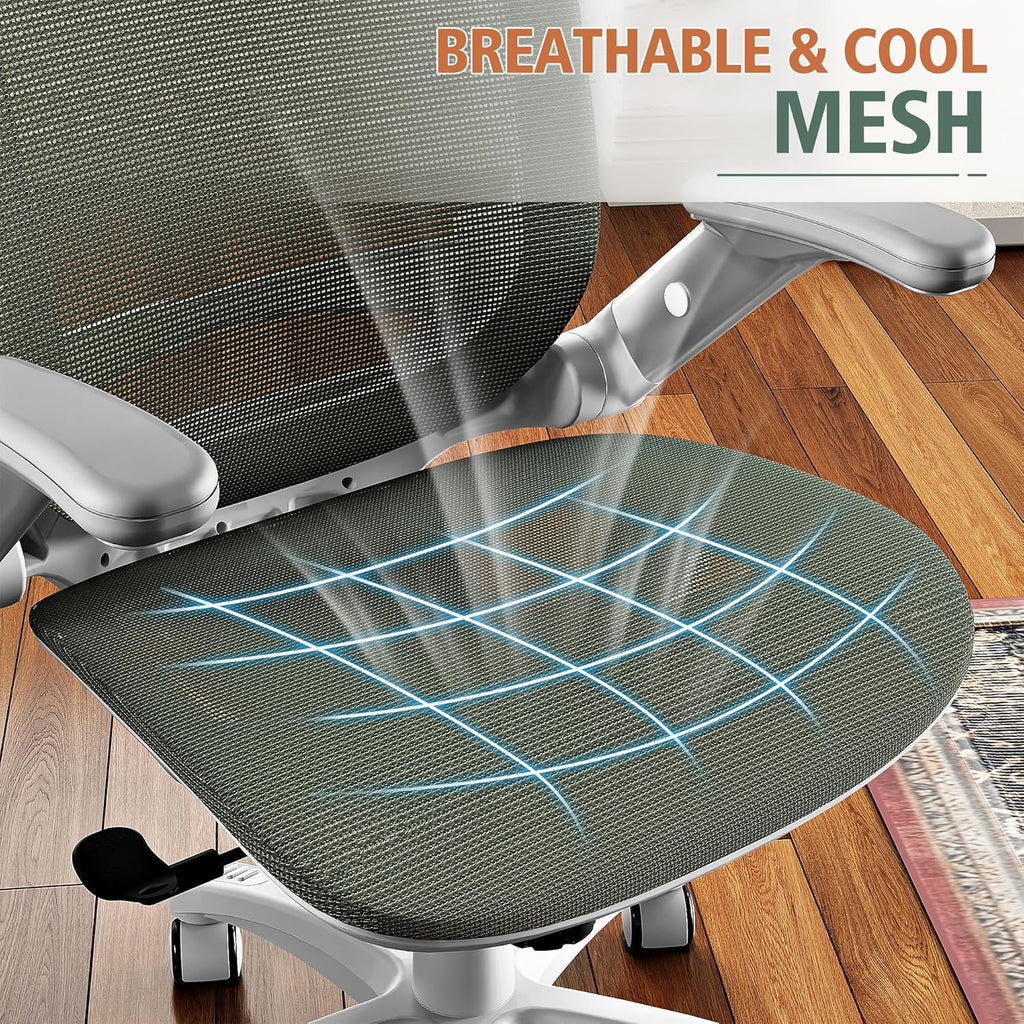 GABRYLLY Ergonomic Office Chair, High Back Home Desk Chair with Headrest, Flip-Up Arms, 90-120° Tilt Lock and Wide Cushion, Big and Tall Mesh Chairs for Man Woman, Black Task Chair
